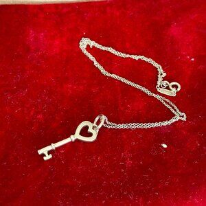 Tiffany & Co Sterling Silver Heart Key Necklace 925 – Authentic